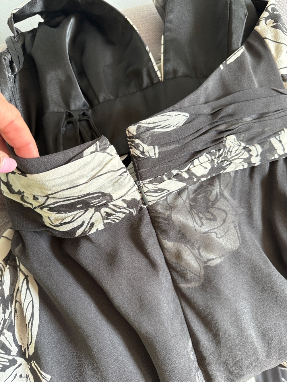 Charcoal Gray & White Floral Halter Maxi Dress - Picture 13 of 15